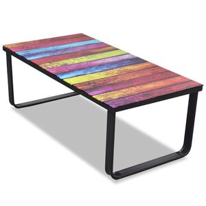 vidaXL Mesa de centro, tampo de vidro com impress&atilde;o de arco-&iacute;ris
