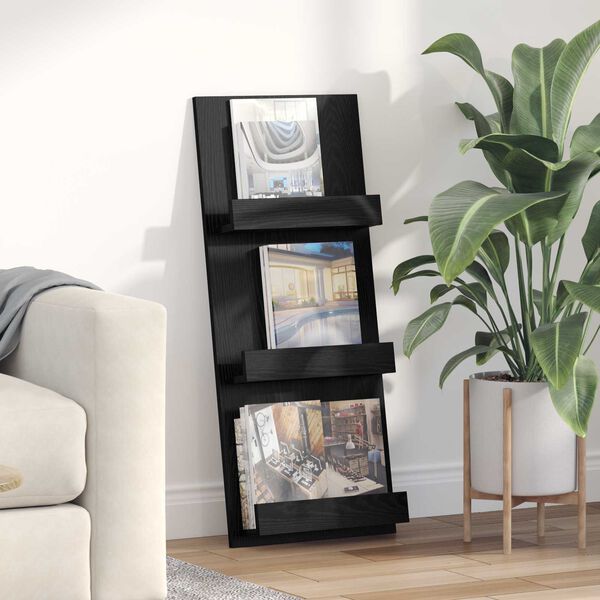 vidaXL Estante de Revistas Carvalho Preto 51 x 11 x 102 cm