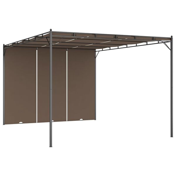 vidaXL Gazebo jardim c/ cortina lateral 4x3x2,25m cinzento-acastanhado