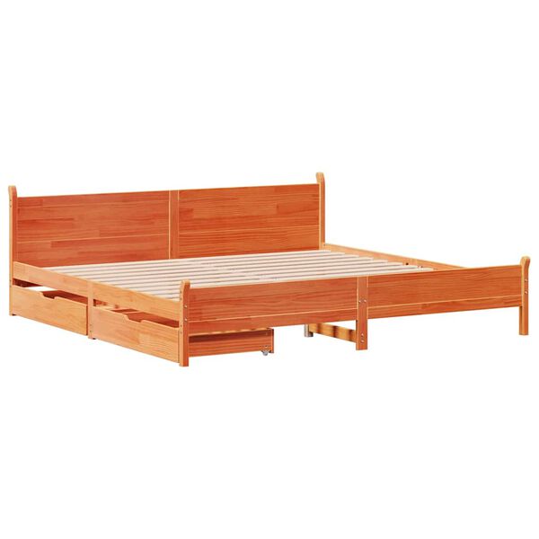 vidaXL Cama sem colch&atilde;o 200x200 cm pinho maci&ccedil;o castanho-mel