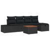 vidaXL Conjunto de Sof&aacute; de Jardim com almofada 6 pcs Preto vime PE