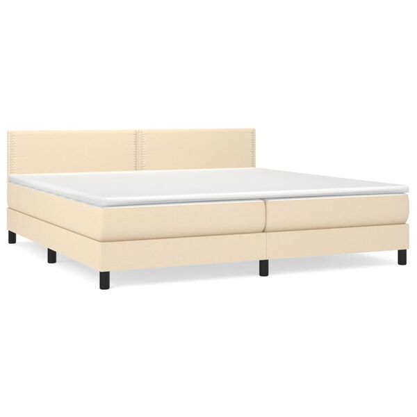 vidaXL Cama com molas/colch&atilde;o 200x200 cm tecido cor creme
