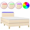 vidaXL Cama box spring c/ colch&atilde;o e LED 120x200 cm tecido cor creme