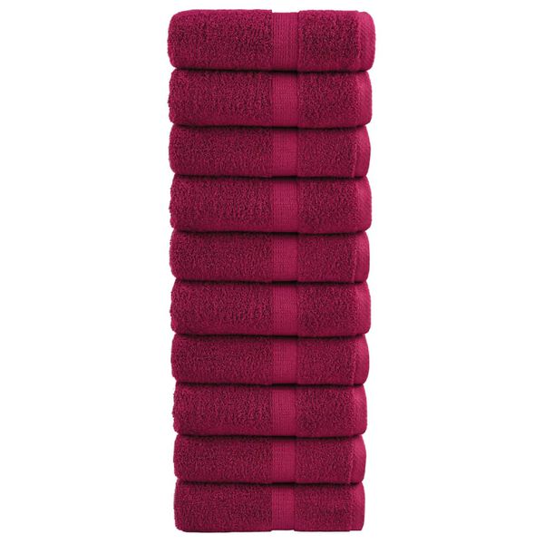 vidaXL Toalhas de rosto premium SOLUND 10 unidades Bordeaux 30x30 cm 600 g/m&sup2;