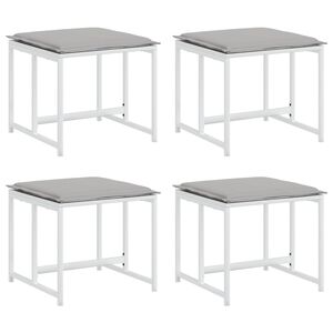 vidaXL Bancos de jardim c/ almofad&otilde;es 4 pcs a&ccedil;o e textilene branco