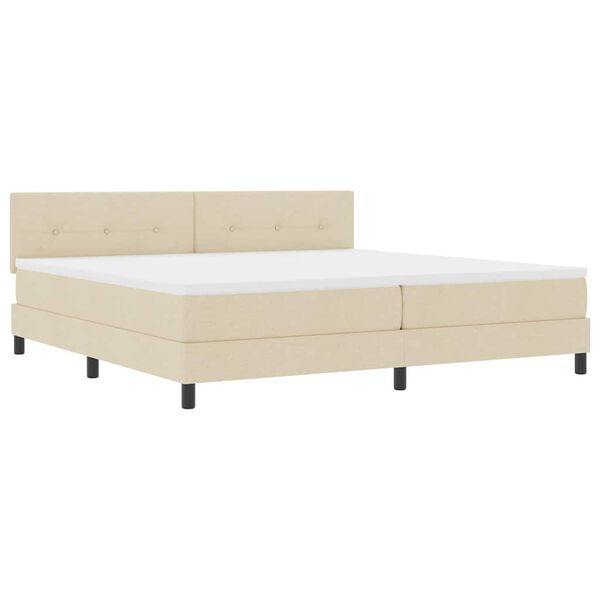 vidaXL Cama Box com cabeceira Manual Creme 200 x 200 cm tecido