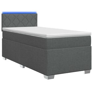 vidaXL Cama Box Spring com Colch&atilde;o e LED Cinzento-Escuro 80 x 200 cm
