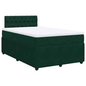 vidaXL Cama boxspring com colch&atilde;o 120x200 cm veludo verde-escuro
