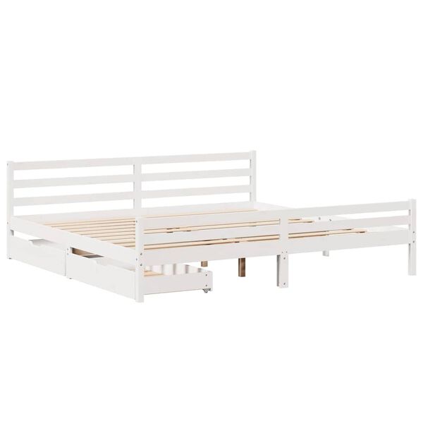 vidaXL Cama sem colch&atilde;o 180x200 cm madeira de pinho maci&ccedil;a branco