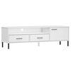 vidaXL M&oacute;vel de TV c/ pernas de metal pinho maci&ccedil;o OSLO branco
