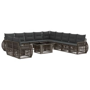 vidaXL Conjunto de Sof&aacute; de Jardim 12 unid. Cinza e Cinza Escuro