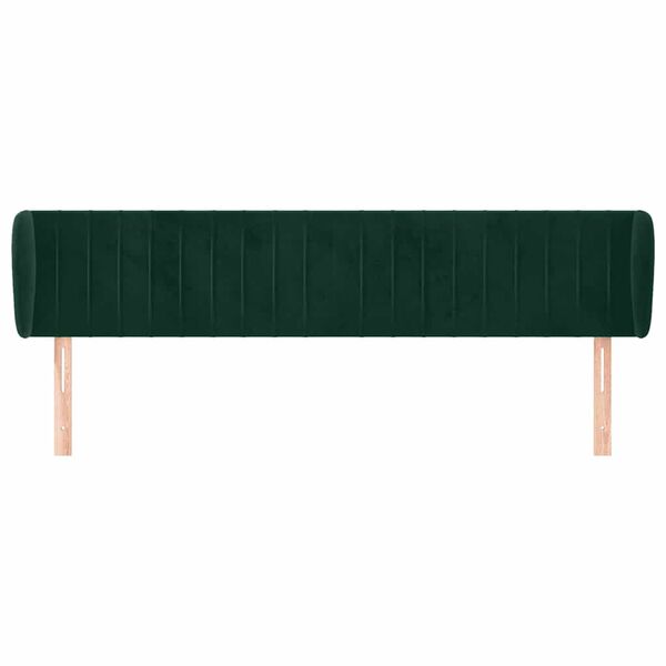 vidaXL Cabeceira de cama c/ abas veludo 163x23x78/88cm verde-escuro