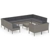 vidaXL 12 pcs conjunto lounge de jardim c/ almofad&otilde;es vime PE cinzento