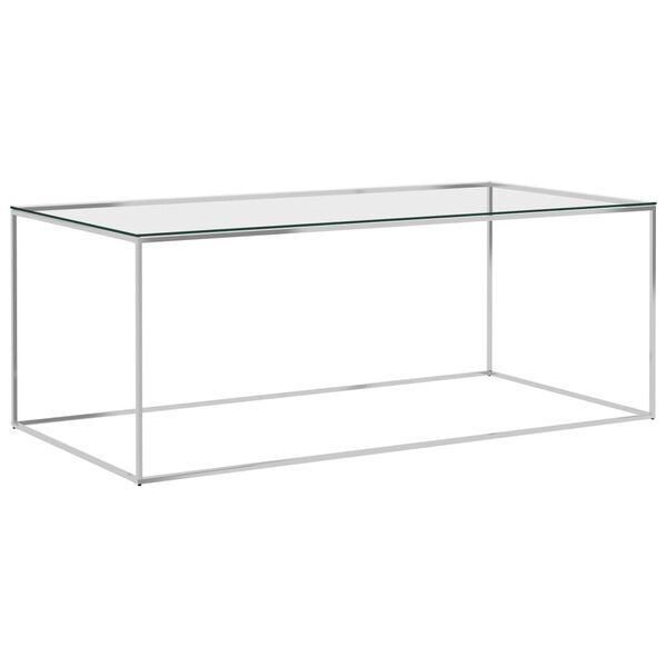 vidaXL Mesa de centro 120x60x45 cm aço inoxidável prateado e vidro