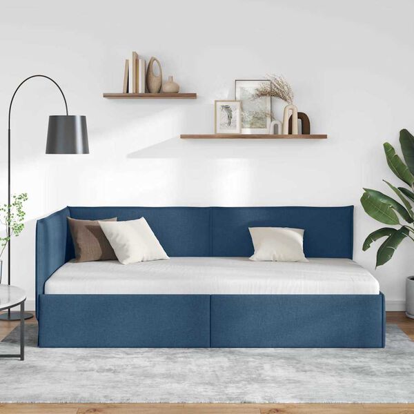 vidaXL Estrutura de Cama de Canto Azul 80 x 200 cm Veludo