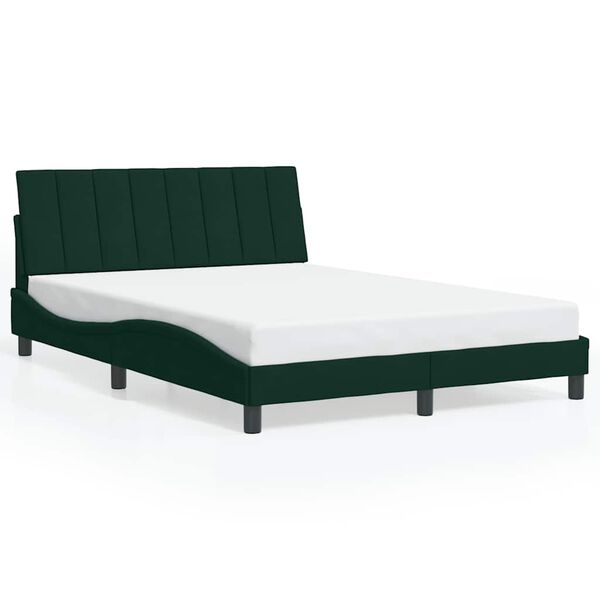 vidaXL Estrutura de cama sem colch&atilde;o Hanko 140x200 cm veludo verde-escuro