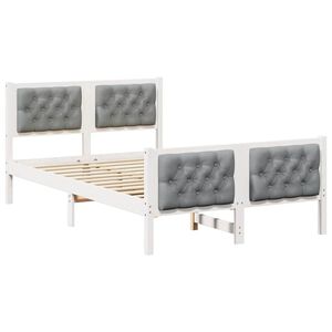 vidaXL Estrutura da Cama com cabeceira Cinzento-claro 135 x 190 cm