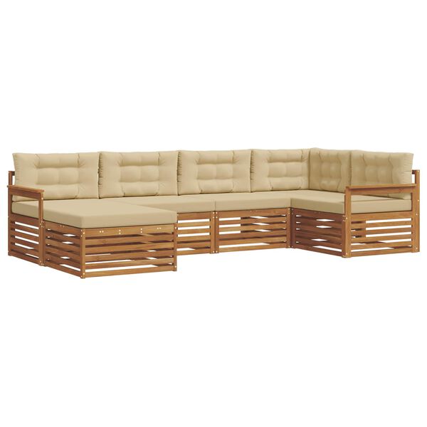 vidaXL Conjunto de Sof&aacute;s para Exterior 6 pcs Natural e Bege