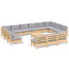 vidaXL 14pcs conjunto lounge de jardim + almofad&otilde;es cinza pinho maci&ccedil;o