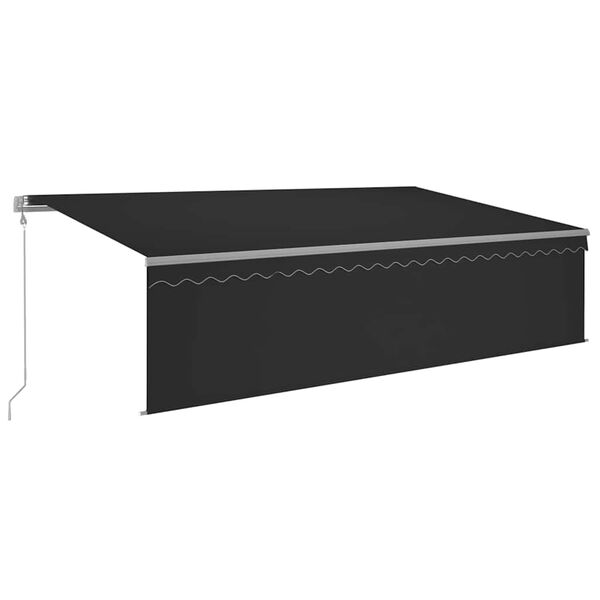 vidaXL Toldo autom&aacute;tico com estore/LED/sensor de vento 5x3 m antracite