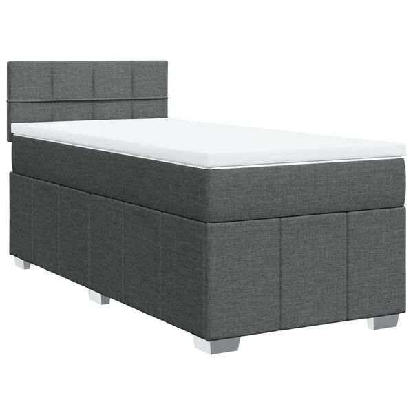 vidaXL Cama com molas/colch&atilde;o 90x200 cm tecido cinzento-escuro