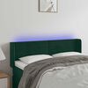 vidaXL Cabeceira cama c/ luzes LED veludo 147x16x78/88 cm verde-escuro