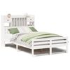 vidaXL Cama com estante sem colchão 135x190 cm pinho maciço branco