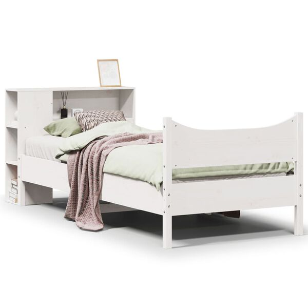 vidaXL Cama sem colch&atilde;o 75x190 cm madeira de pinho maci&ccedil;a branco