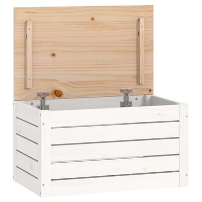 vidaXL Caixa de arrumação 59,5x36,5x33 madeira de pinho maciça branco