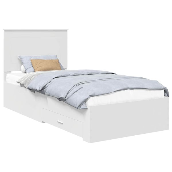 vidaXL Estrutura da Cama Branco e Prata 75 x 190 cm Madeira processada