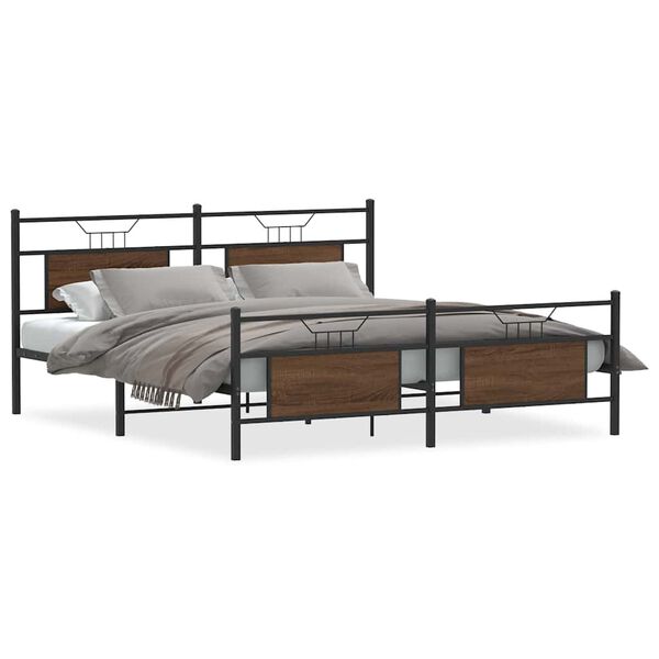 vidaXL Estrutura cama sem colchão 180x200 cm metal carvalho castanho