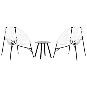 vidaXL Cadeiras de jardim 3 pcs vime preto e branco