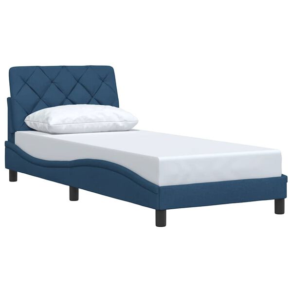 vidaXL Estrutura de cama sem colch&atilde;o 90x190 cm tecido azul