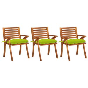 vidaXL Cadeiras de jantar jardim c/ almofad&otilde;es 3 pcs madeira ac&aacute;cia