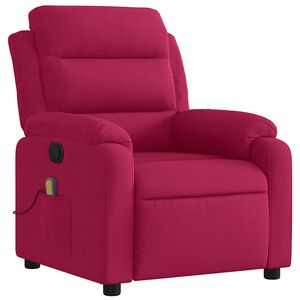 vidaXL Poltrona de massagens reclin&aacute;vel veludo vermelho tinto