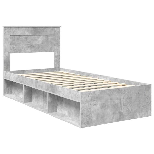 vidaXL Estrutura da Cama com cabeceira Cinza Concreto 75 x 190 cm