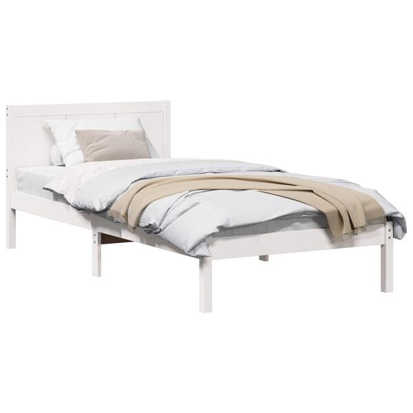 vidaXL Estrutura da Cama Branco 90 x 190 cm Madeira de pinho maci&ccedil;a