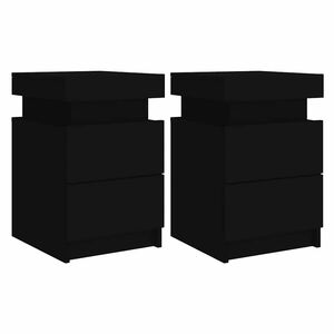 vidaXL Mesas de cabeceira com luzes LED 2 pcs 35x39x55 cm preto