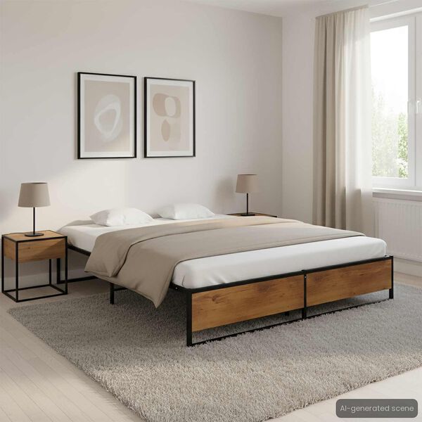 vidaXL Estrutura de cama 140x200 cm metal preto