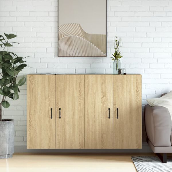 vidaXL Móveis de parede 2 pcs derivados de madeira carvalho sonoma