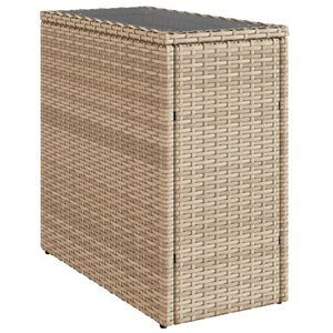 vidaXL Mesa de apoio jardim c/ tampo vidro 58x27,5x55 cm vime PE bege
