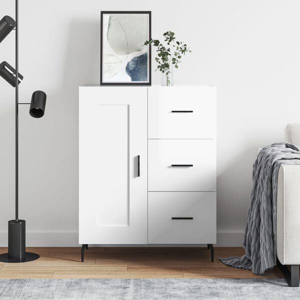 vidaXL Aparador 69,5x34x90 cm madeira processada branco brilhante