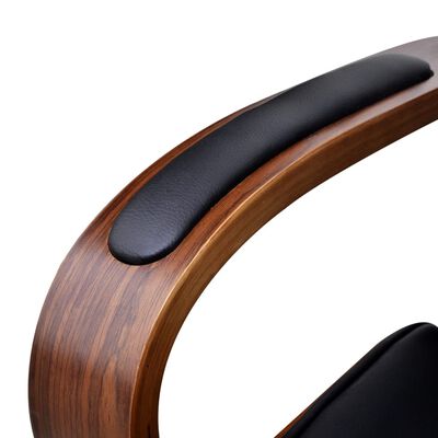 vidaXL Cadeira giratória c/ apoio de cabeça madeira curvada/couro art.