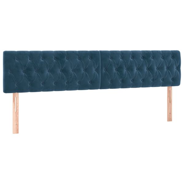 vidaXL Cabeceira de cama c/ luzes LED veludo 200x7x78/88cm azul-escuro