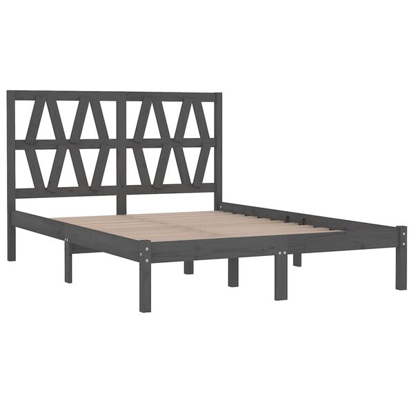 vidaXL Estrutura de cama 200x200 cm pinho maci&ccedil;o cinzento