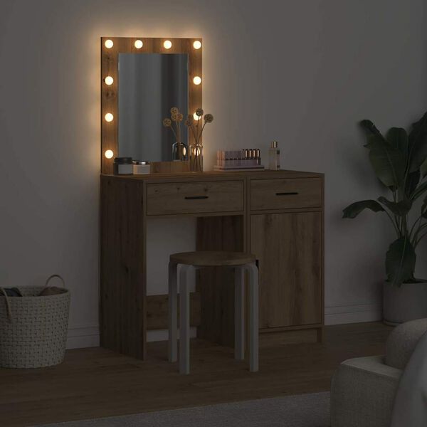 vidaXL Mesa de vestir com gaveta 2 pcs Castanho 50 x 41 x 135 cm