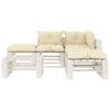 vidaXL 6 pcs conjunto lounge de jardim em paletes c/ almofad&otilde;es creme