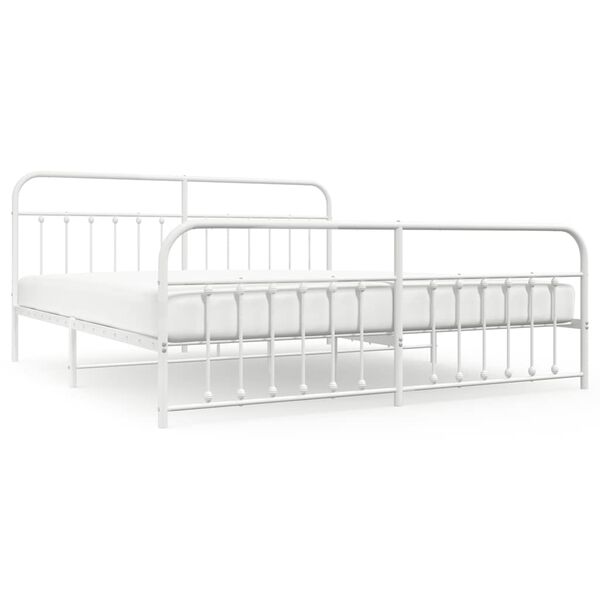 vidaXL Estrutura de cama com cabeceira e p&eacute;s 200x200 cm metal branco
