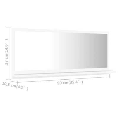 vidaXL Espelho de casa de banho 90x10,5x37 cm contraplacado branco