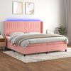 vidaXL Cama box spring c/ colch&atilde;o/LED 200x200 cm veludo rosa